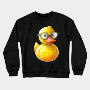 Cute Rubber Duck Wearing Glasses Crewneck Sweatshirt